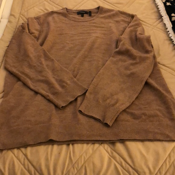 Theory oversized crew neck sweater, camel color, size XL - Picture 1 of 5